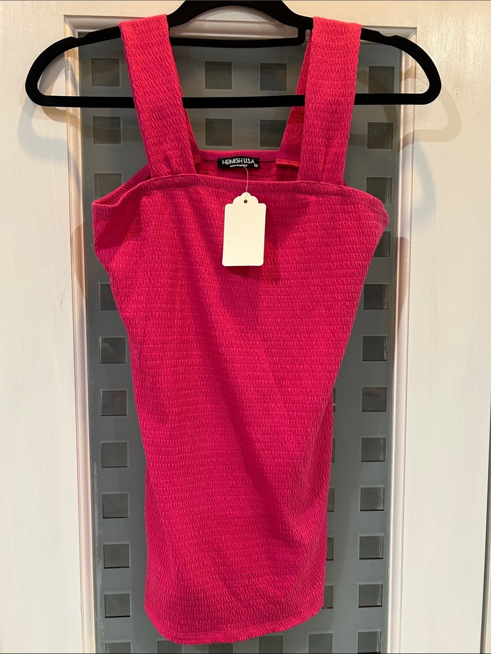 HEIMISH USA Bright Pink Textured Strap Tank Top